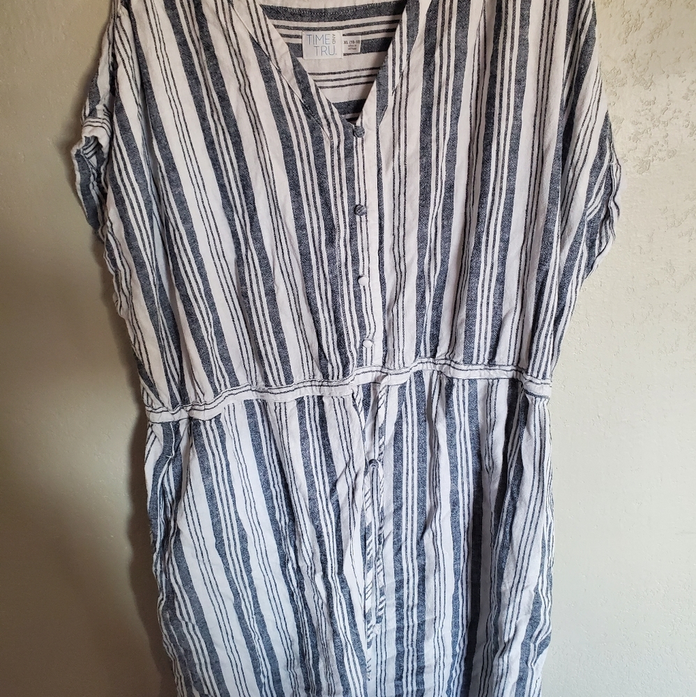 Blue and White Striped, XL, Time And Tru